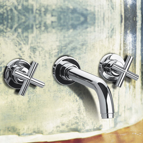 EEMAR - Mélangeur de lavabo à deux poignées pour installation murale