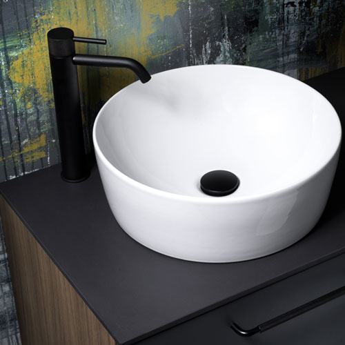 EEMAR - Mitigeur lavabo Trama chrome noir brossé haut