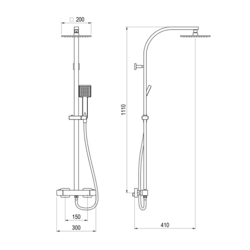 EEMAR-Colonne de douche Nitro plus 200 mm avec Robinet de douche thermostatique