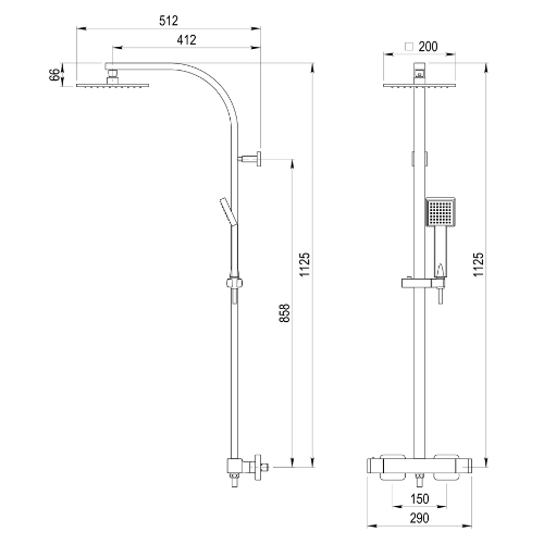 EEMAR-Colonne de douche Nitro plus 200 mm avec Robinet de douche thermostatique